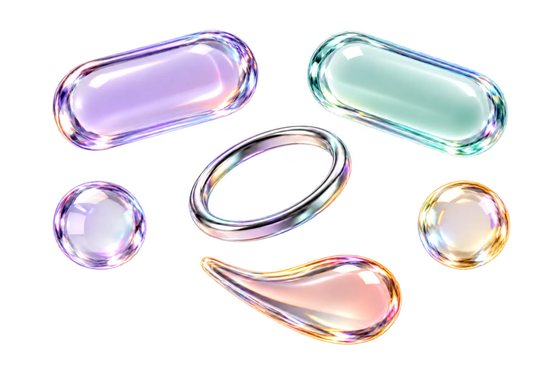 Glass capsule accents surrounding the partner app cards